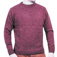 100% SHETLAND WOOL CREW Round Neck Knit JUMPER Pullover Mens Sweater Knitted - Burgundy (97) - 3XL