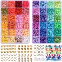 48 Colors Flat Round Clay Beads for Jewelry Making Kit, 4800pcs Clay Beads for Bracelet Making Kit, Craft Gift