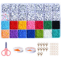 28 Grids 3mm 4500pcs Acrylic Seed Beads Craft Kit with A-Z Letter Beads For Jewellery Making