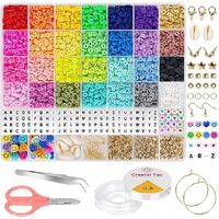 28 Colors 6380pcs 6mm Flat Round Heishi Polymer Clay Jewelry Making Kit Bead Smiley Face Beads Set