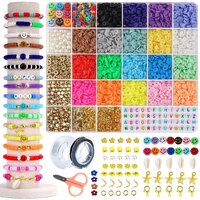 20 Colours 5300pcs Clay Heishi Beads Jewellery Making Kit Smiley Face Clay Flat Beads