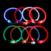 Rechargeable Night LED Dog Collar USB Glow Flashing Light Up Pet Collars Safety-Blue-Diameter Length-35cm