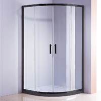 100 x 100cm Black Rounded Sliding 6mm Curved Shower Screen with White Base