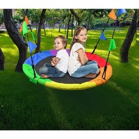 1m Tree Swing in Multi-Color Rainbow Kids Indoor/Outdoor Round Mat Saucer Swing