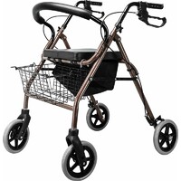 Rollator Walker Walking Frame With Wheels Zimmer Mobility Aids Seat Coffee and Black