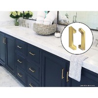 15 x Brushed Brass Drawer Pulls Kitchen Cabinet Handles - Gold Finish 96mm