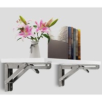 2x 20" Stainless Steel Folding Table Bracket Shelf Bench 50kg Load Heavy Duty