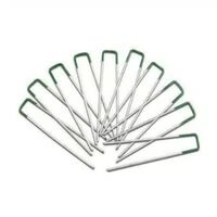 Artificial Grass Roll Pegs / Fake Grass Galvanized Metal Pegs With Green Top 10 Pieces