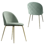 Adie Mint Velvet Dining Chair with Gold Legs Set of 2