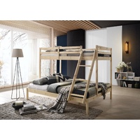 Solid Timber Triple Bunk Bed Single over Double Natural