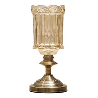 SOGA 28.5cm Transparent Glass Flower Vase with Metal Base Filler Vase