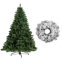 Jingle Jollys 7FT Christmas Tree Wreath 2.1M Xmas Decorations Green Home Decor 1000 Tips Green Snowy