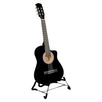 Karrera 38in Pro Cutaway Acoustic Guitar with Carry Bag - Black