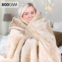 800GSM Heavy Double-Sided Faux Mink Blanket - Beige
