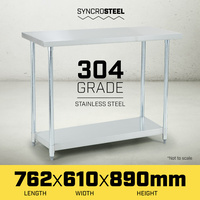 304 Stainless Steel Prep Kitchen Work Bench 762 x 610mm