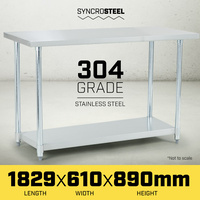 304 Stainless Steel Kitchen Prep Bench Table 610 x 1829