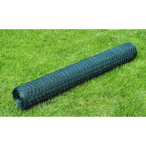 Chicken Wire Fence Galvanised with PVC Coating 25x1 m Green