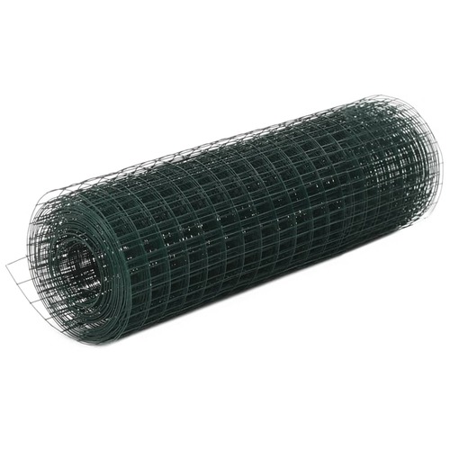 Chicken Wire Fence Steel with PVC Coating 25x0.5 m Green