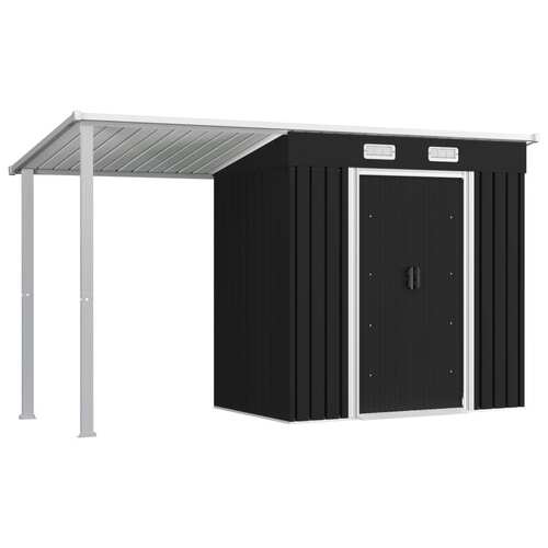 Garden Shed with Extended Roof Anthracite 346x121x181 cm Steel