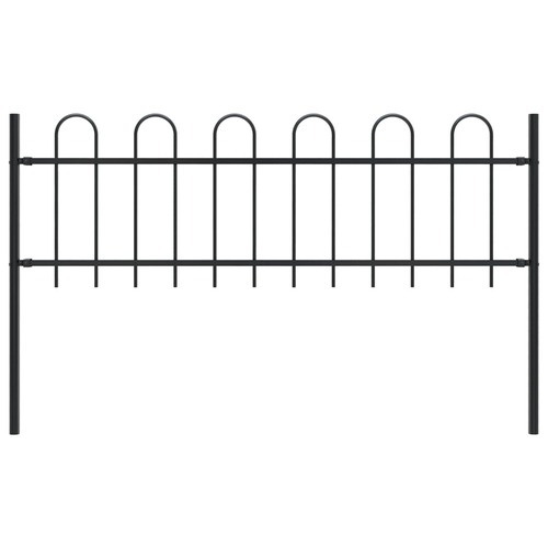 Garden Fence with Hoop Top Steel 1.7x0.6 m Black