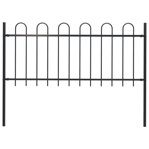Garden Fence with Hoop Top Steel 1.7x0.8 m Black