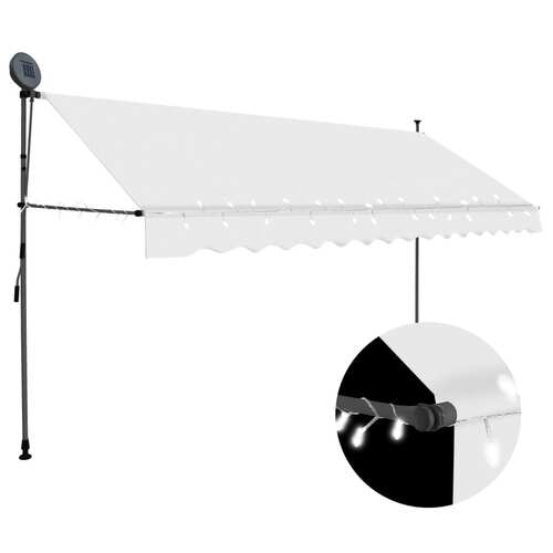 Manual Retractable Awning with LED 400 cm Cream