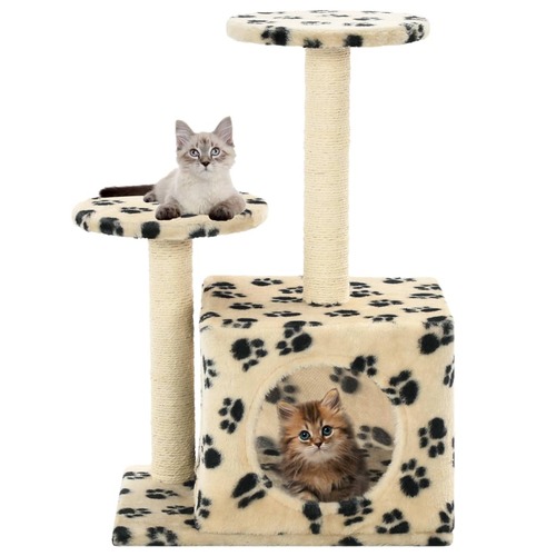 Cat Tree with Sisal Scratching Posts 60 cm Beige Paw Prints