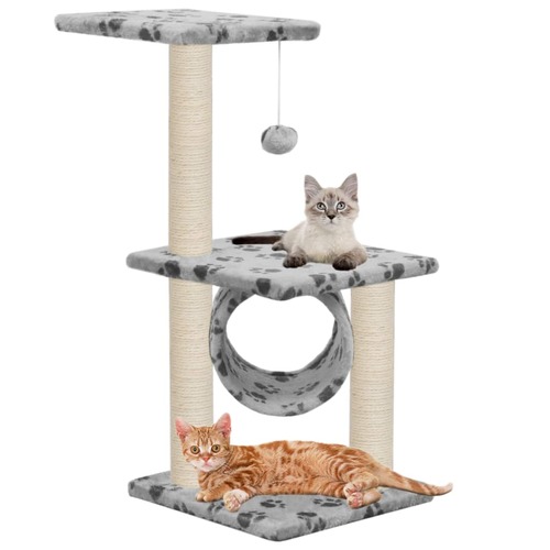 Cat Tree with Sisal Scratching Posts 65 cm Grey Paw Print