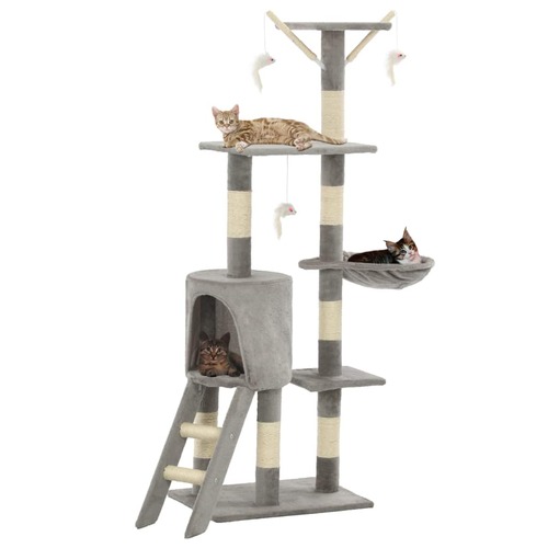 Cat Tree with Sisal Scratching Posts 138 cm Grey