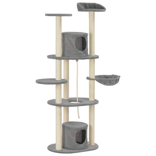 Cat Tree with Sisal Scratching Posts Grey 160 cm