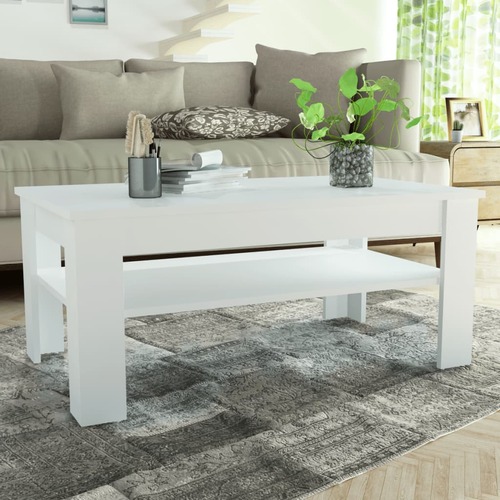 Coffee Table Chipboard 110x65x48 cm White