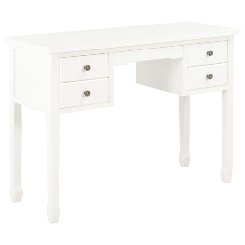 Desk White 110x40x80 cm Solid Wood