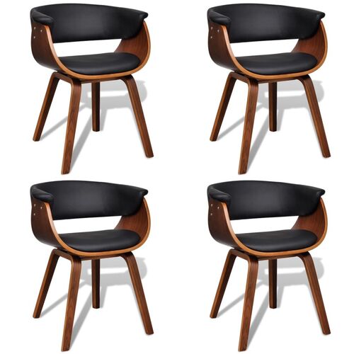 Dining Chairs 4 pcs Bent Wood and Faux Leather