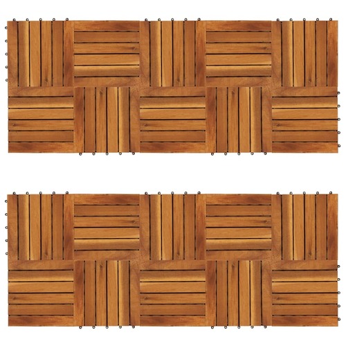 Decking Tiles Vertical Pattern 30 x 30 cm Acacia Set of 20