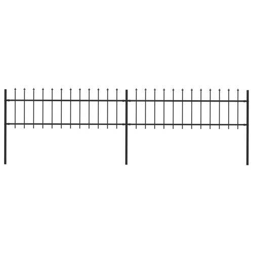 Garden Fence with Spear Top Steel 3.4x0.6 m Black