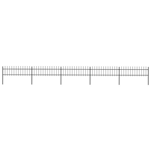 Garden Fence with Spear Top Steel 8.5x0.6 m Black