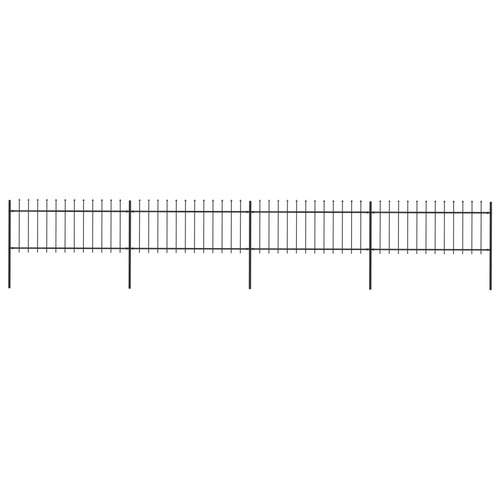 Garden Fence with Spear Top Steel 6.8 m Black