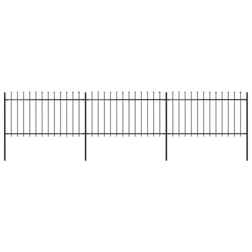 Garden Fence with Spear Top Steel 5.1x1 m Black
