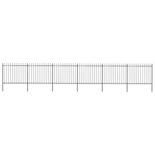 Garden Fence with Spear Top Steel 10.2x1.5 m Black