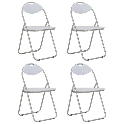 Folding Dining Chairs 4 pcs White Faux Leather