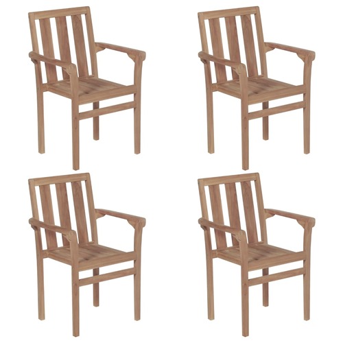 Stackable Garden Chairs 4 pcs Solid Teak Wood