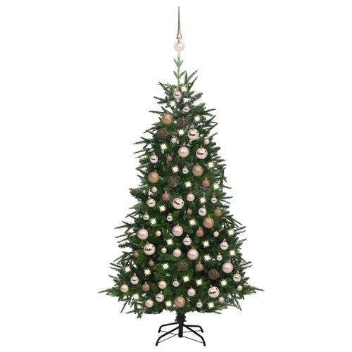 Artificial Christmas Tree LEDs&Ball Set Green 180 cm PVC&PE