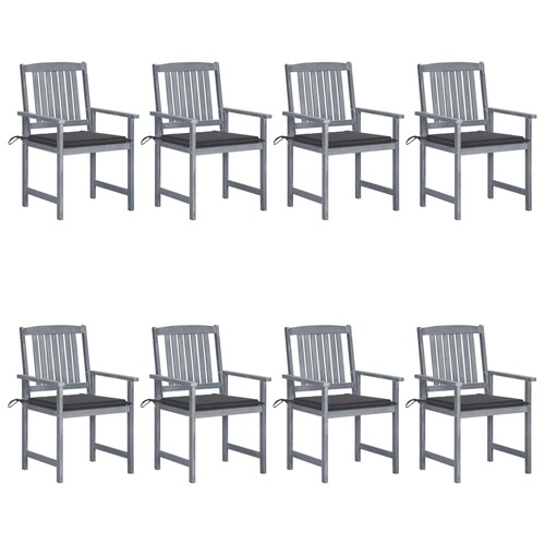 Garden Chairs with Cushions 8 pcs Solid Acacia Wood Grey