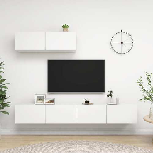 TV Cabinets 3 pcs White Chipboard