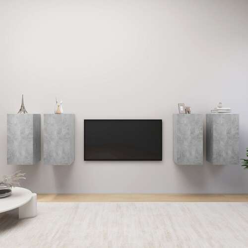 TV Cabinets 4 pcs Concrete Grey 30.5x30x60 cm Chipboard