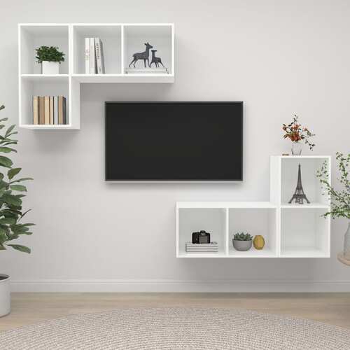 Wall-mounted TV Cabinets 4 pcs White Chipboard