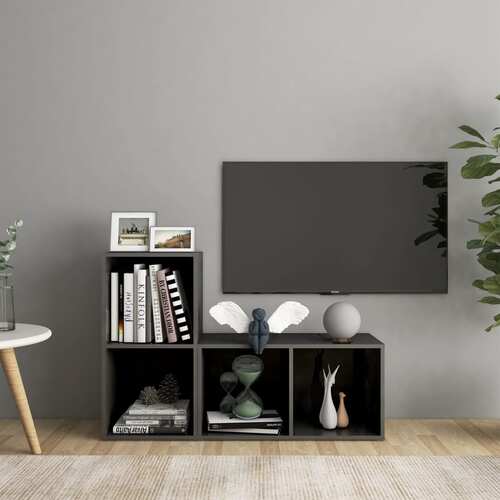 TV Cabinets 2 pcs High Gloss Grey 72x35x36.5 cm Chipboard