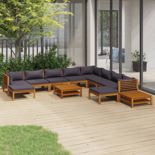 12 Piece Garden Lounge Set with Cushion Solid Acacia Wood