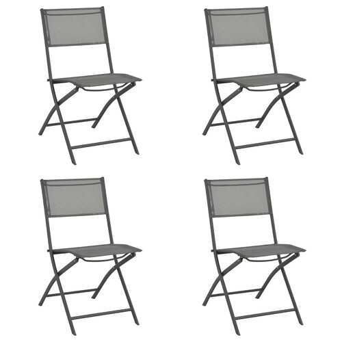 Folding Outdoor Chairs 4 pcs Grey Steel and Textilene