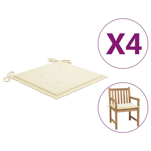Garden Chair Cushions 4 pcs Cream 50x50x4 cm Fabric